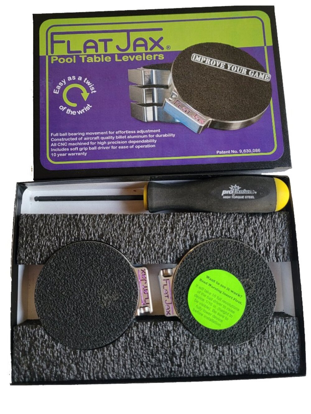 FlatJax Pool Table Levelers - Set for a 4-Leg Pool Table
